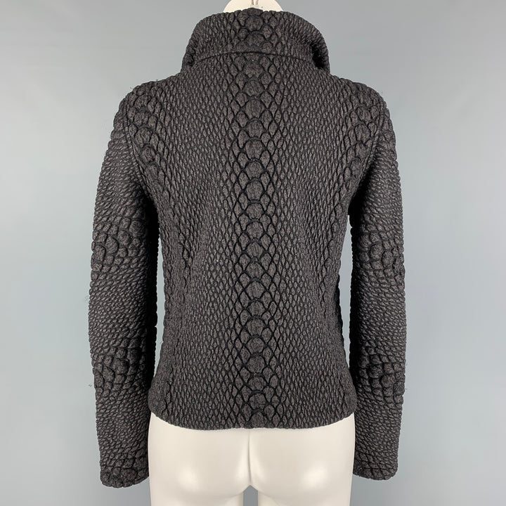 GIORGIO ARMANI Size 4 Charcoal Grey Wool Blend Textured Jacket