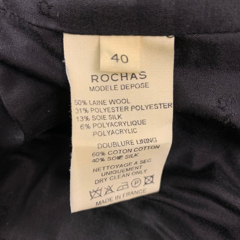 ROCHAS Size 4 Black Textured Wool Peplum Jacket