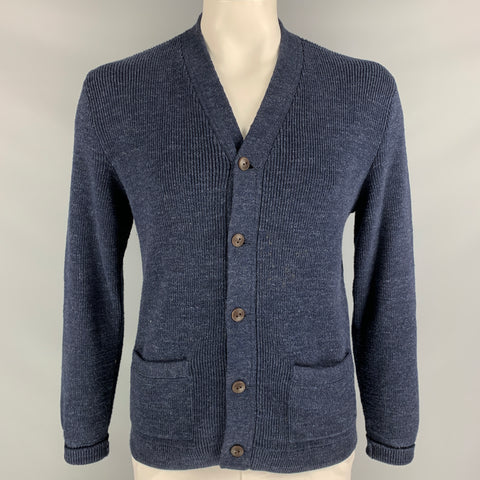 RRL by RALPH LAUREN Size L Indigo Knitted Cotton Buttoned Cardigan