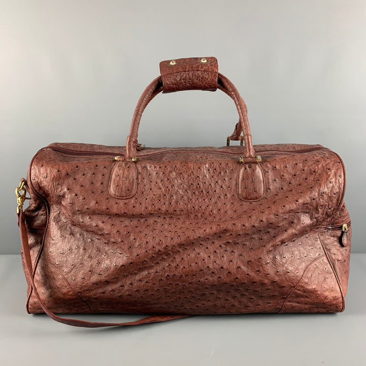 VINTAGE Burgundy Textured Ostrich Leather Carry-On Bags