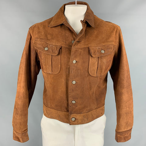 RRL by RALPH LAUREN Size L Brown Distressed Leather Western Jacket