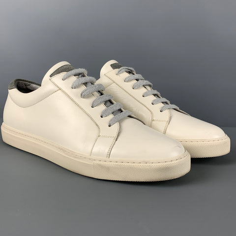 BRUNELLO CUCINELLI Size 10 White Leather Low Top Lace Up Shoes