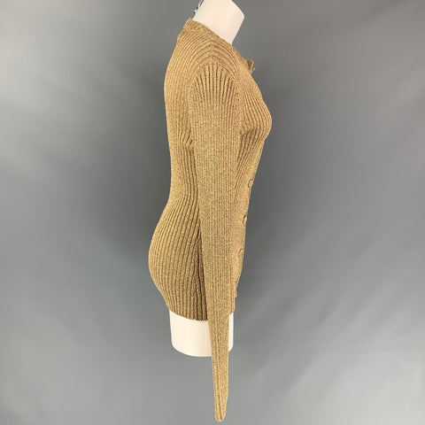 MOSCHINO COUTURE Size S Gold Knitted Metallic Cardigan