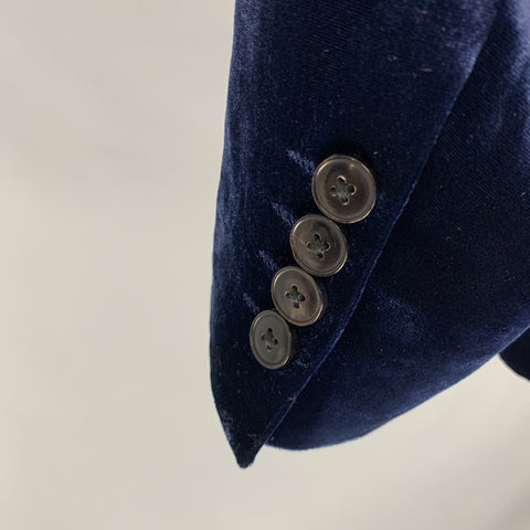 EMPORIO ARMANI Taille 40 Manteau de sport à revers en soie et rayonne en velours bleu marine