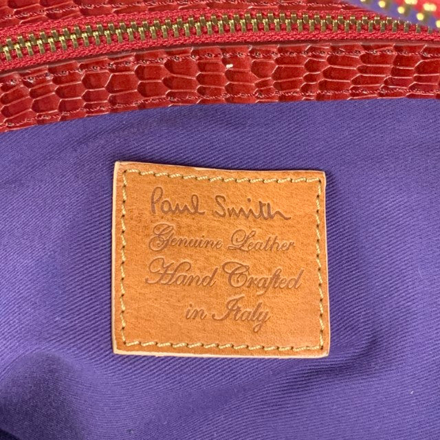 PAUL SMITH Bolso de mano de cuero grabado en color burdeos