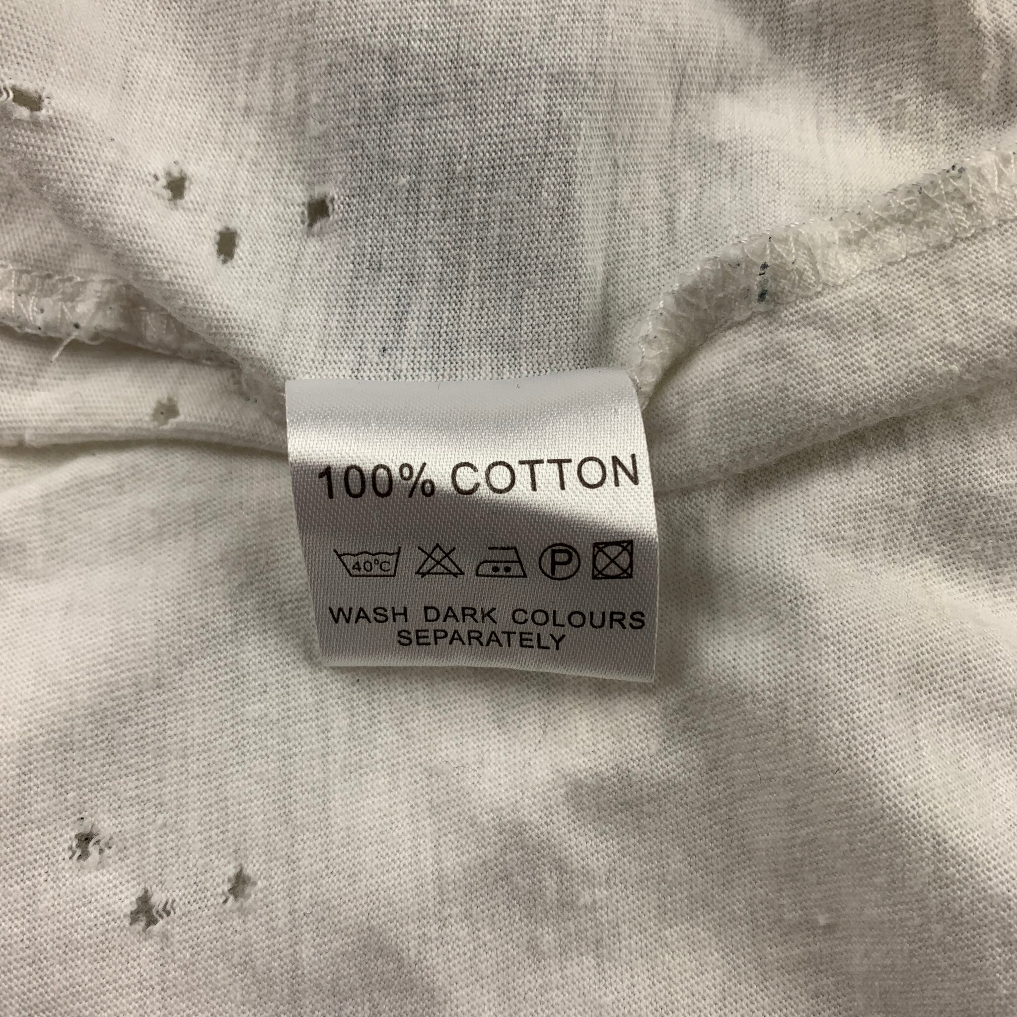 ROBERT CARY-WILLIAMS Size L White Distressed Cotton Short Sleeve T