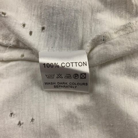 ROBERT CARY-WILLIAMS Size L White Distressed Cotton Short Sleeve T-shirt