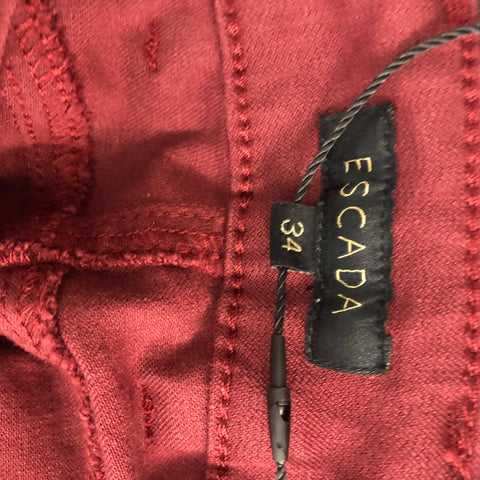 ESCADA Taille 4 Pantalon habillé uni en coton et élasthanne bordeaux