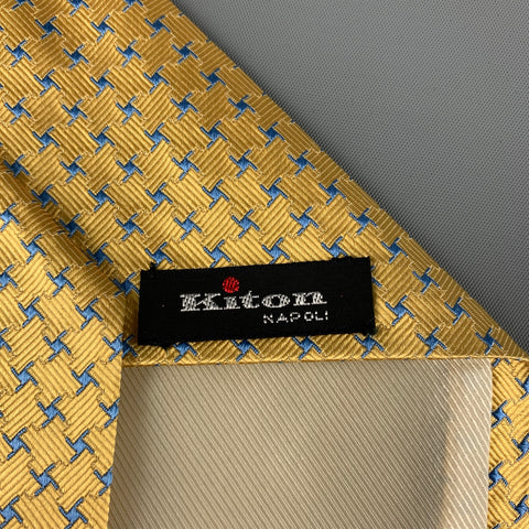 KITON Yellow Blue Stars Silk Tie
