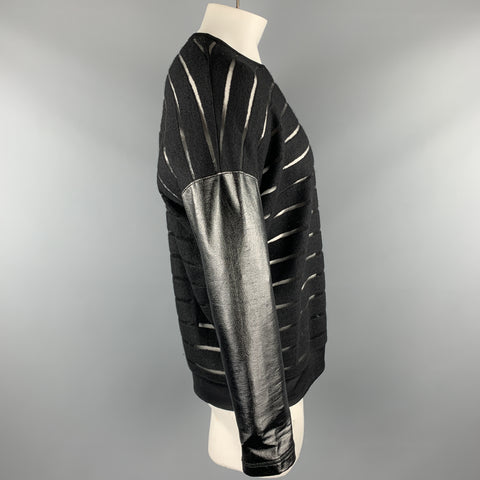 JUNYA WATANABE Jersey con cuello redondo y mezcla de lana a rayas negras talla M