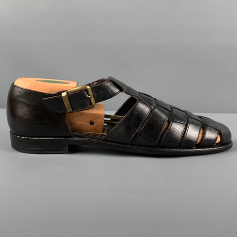 BRAGANO Size 8 Black Leather Sandals