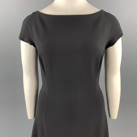 RALPH LAUREN Talla 12 Vestido con estilo y cuello barco de lana negra