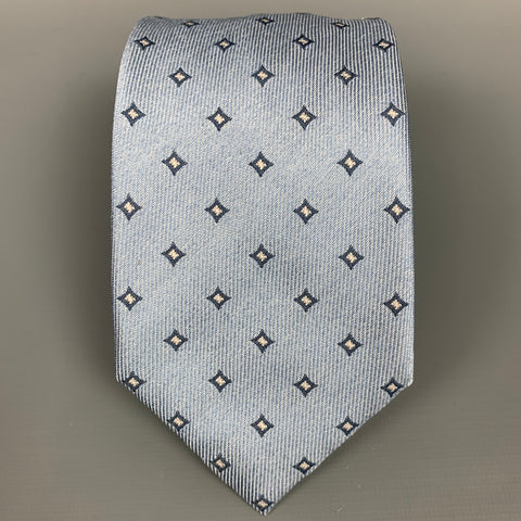 BRIONI Light Blue & Cream Rhombus Silk Tie