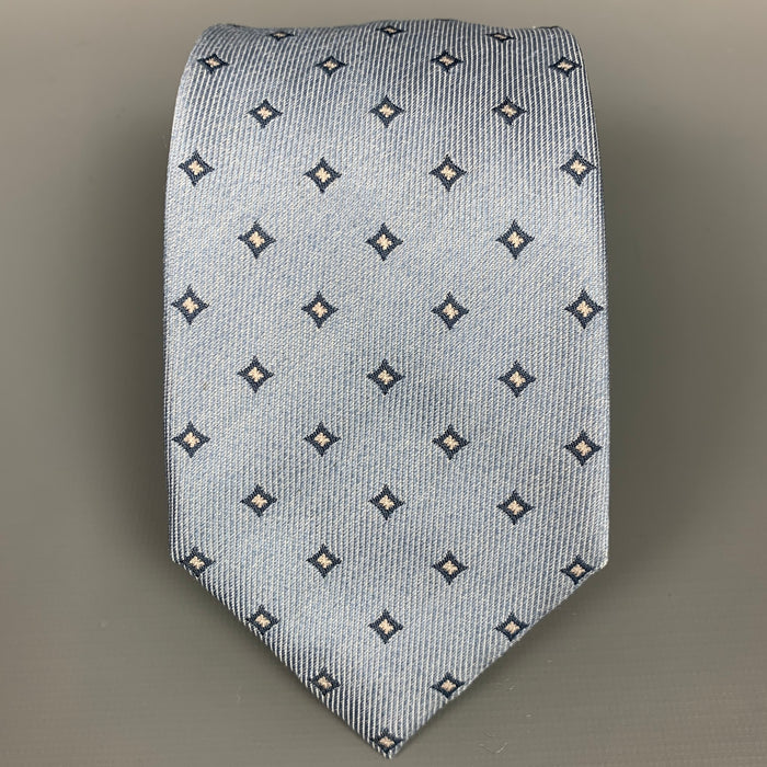 BRIONI Light Blue & Cream Rhombus Silk Tie