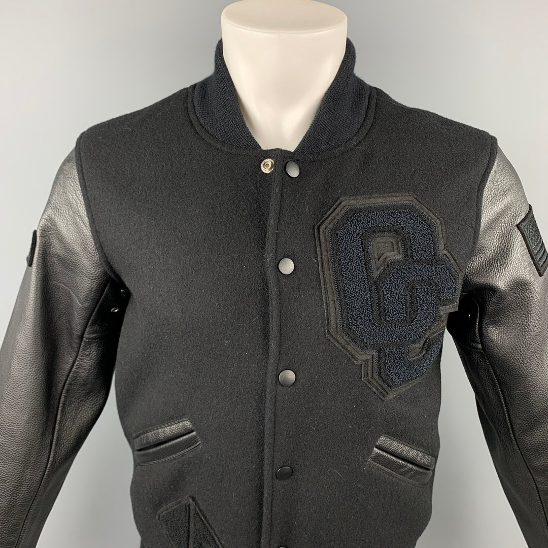 OPENING CEREMONY Size XS Black Wool Leather Sleeves Varsity Jacket