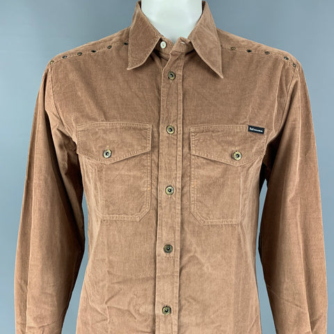 D&G by DOLCE & GABBANA Size 3XL Brown Cotton Button Up Long Sleeve Shirt