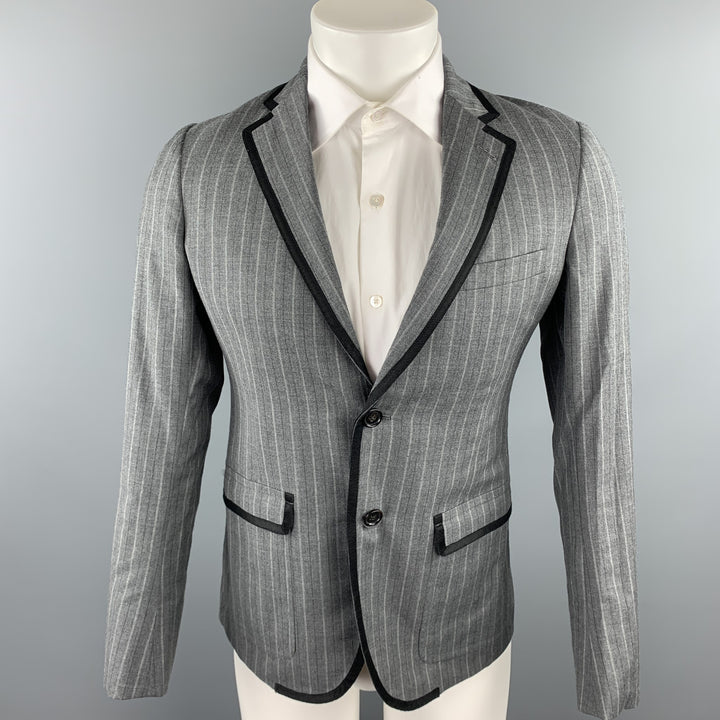 BAND OF OUTSIDERS Size 36 Grey Stripe Wool Notch Lapel Sport Coat