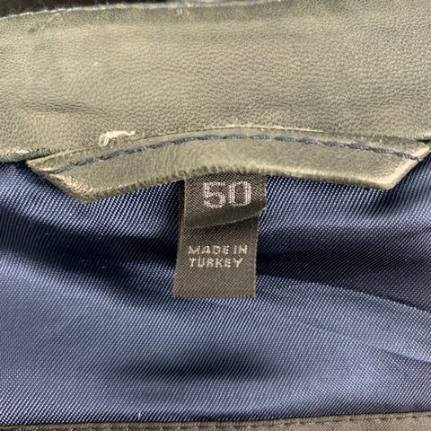 BELSTAFF Size M Gray Leather Zip Up Jacket