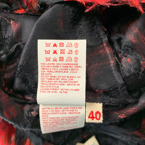 MARNI Size 4 Asymmetric Black & Red Silk Dots Blouse