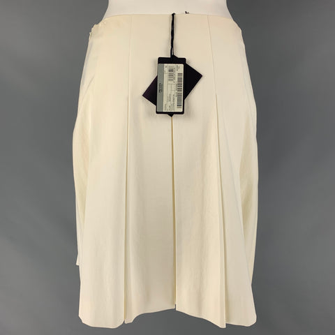PRADA Falda plisada de mezcla de algodón color crema talla 2