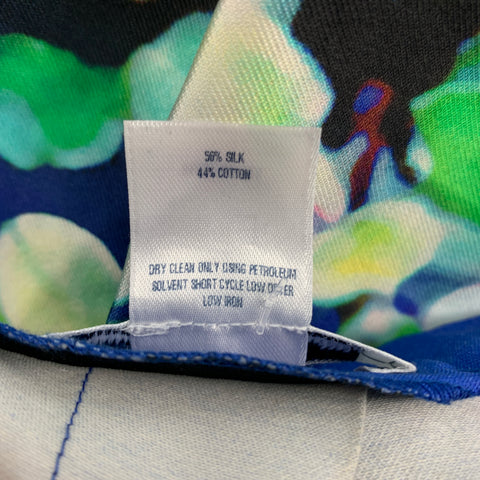 OSCAR DE LA RENTA 2012 Taille 4 Jupe abstraite en soie / coton multicolore