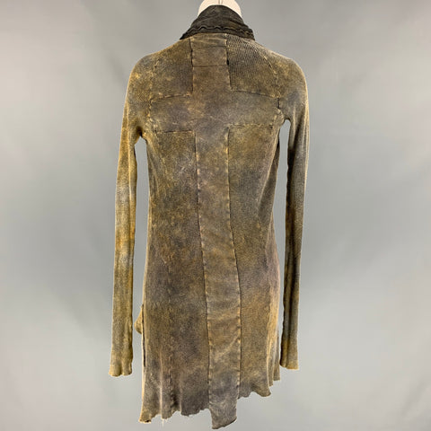 LGB Taille M Cardigan asymétrique côtelé en coton gris et jaune
