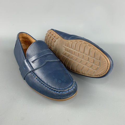 RALPH LAUREN Size 7.5 Navy Solid Leather Drivers Loafers
