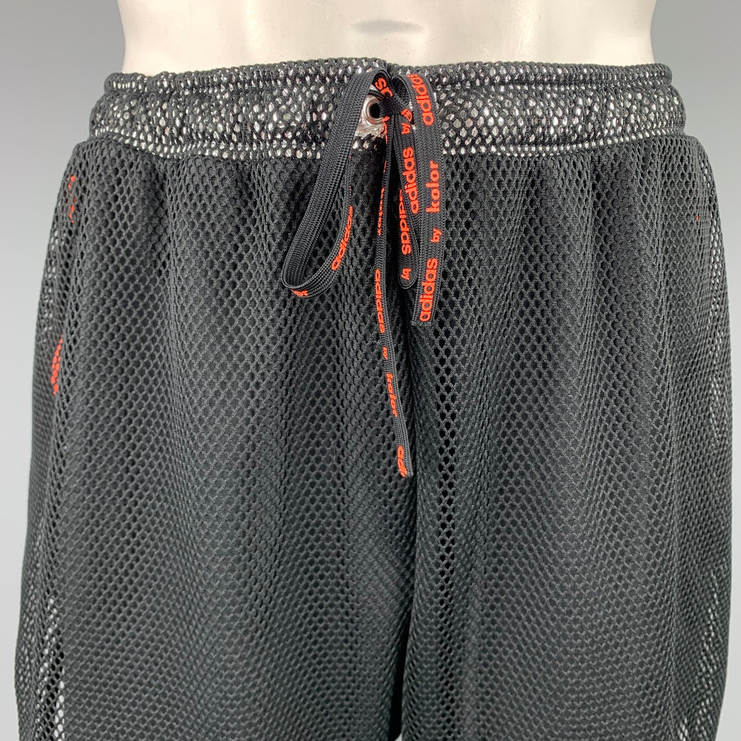 ADIDAS by KOLOR Black & Silver Mesh Polyester Elastic Waistband Shorts