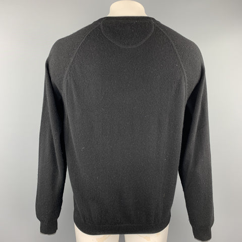 HICKEY FREEMAN Size L Black Merino Wool / Cashmere Raglan Pullover