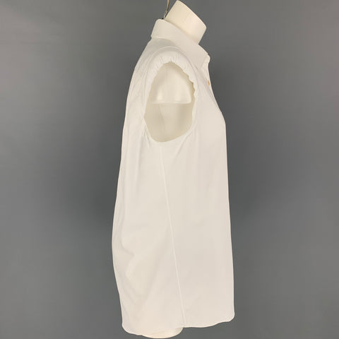 DRIES VAN NOTEN Size 6 White Cotton Sleeveless Shirt