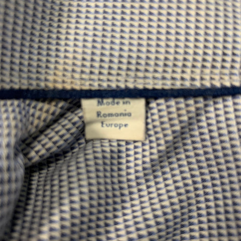 ETON Talla XL Camisa de manga larga con botones de algodón blanco y negro