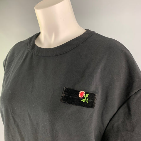 CEREMONIA DE APERTURA Talla M Top casual liso de poliéster y viscosa negro