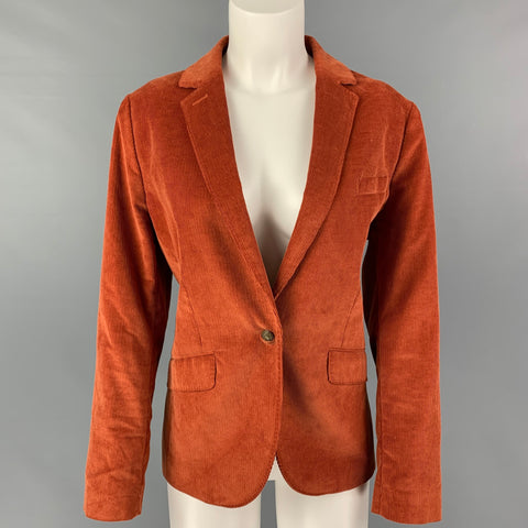 BOOK & RAVEN Size 10 Rust Cotton Single Button Jacket