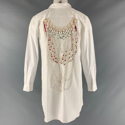 COMME des GARCONS HOMME PLUS Size M White Red Graphic Beaded Long Sleeve Shirt