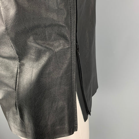 MR. S LEATHER Size L Black Leather Short Sleeve Shirt