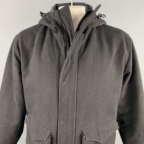 ADAM KIMMEL Size M Black Cotton Zip & Snaps Hooded Jacket