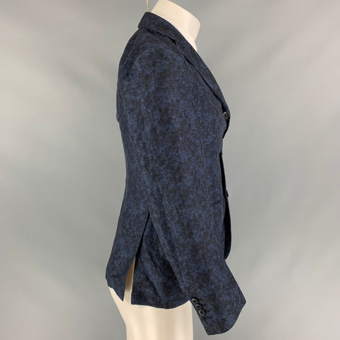 MONTEDORO Taille 34 Manteau de sport en lin / coton marbré bleu et noir