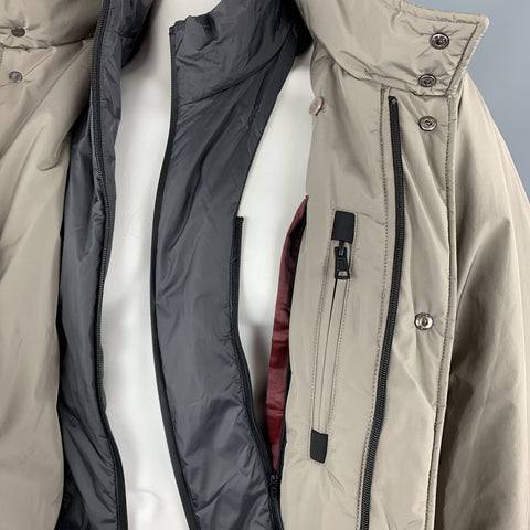 EREDI PISANO M Khaki Beige Padded Patch Pocket Winter Jacket
