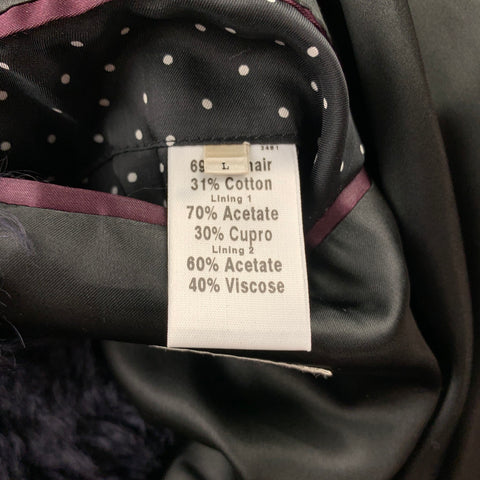 PAUL SMITH Size L Black Textured Mohair / Cotton Hook & Eye Closure Coat