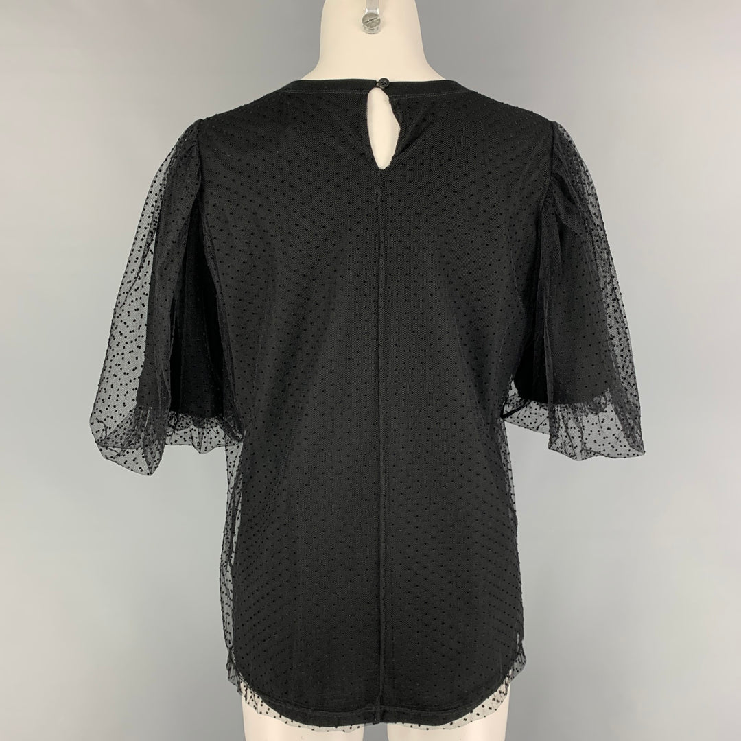 MARC JACOBS Size 4 Black Cotton Dots Layered Dress Top