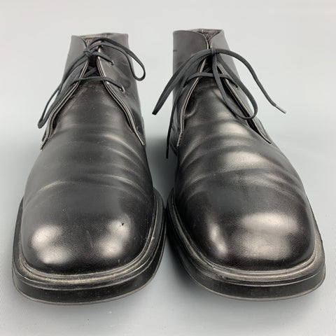 SALVATORE FERRAGAMO Taille 11,5 Bottes Chukka en cuir noir