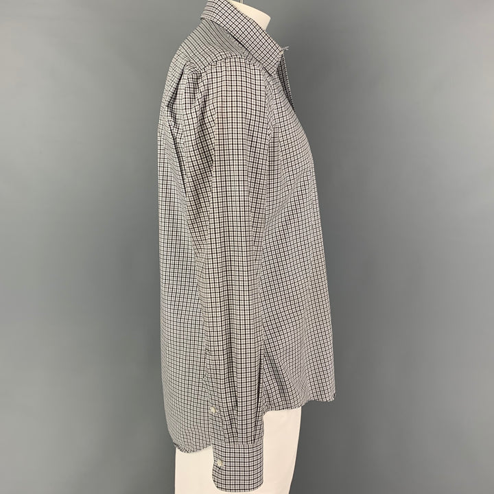 THOM BROWNE Spring 2009 Size L White Black Plaid Cotton Long Sleeve Shirt