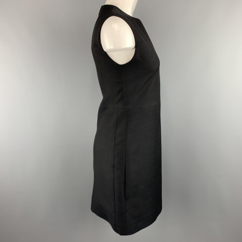 CELINE Size 2 Black Structured Sleeveless A Line Shift Dress