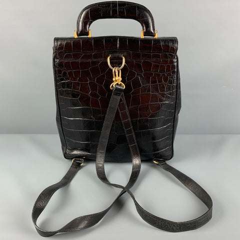 Vintage ANDREA PFISTER Black Alligator Leather Backpack