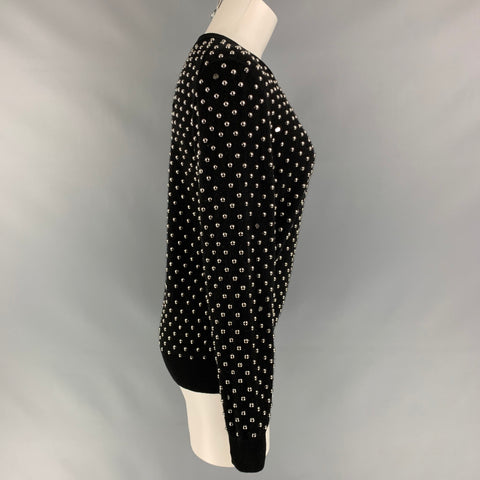 MICHAEL KORS COLLECTION Size M Black & Silver Studded Cashmere Pullover