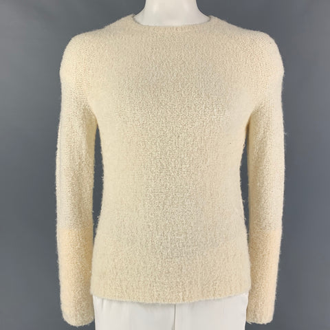 NEIL BARRETT Size L Cream Acrylic Camel Hair Blend Scoop Neck Sweater