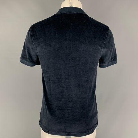 PENGUIN Size M Navy Velvet Cotton  Polyester Short Sleeve Polo