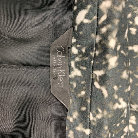 CALVIN KLEIN COLLECTION Size 44 Black & White Print Cotton Blend Sport Coat