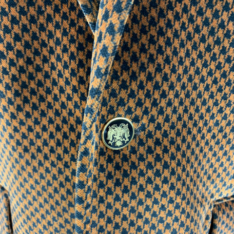 DOLCE & GABBANA Size 39 Black & Copper Houndstooth Velvet Sport Coat