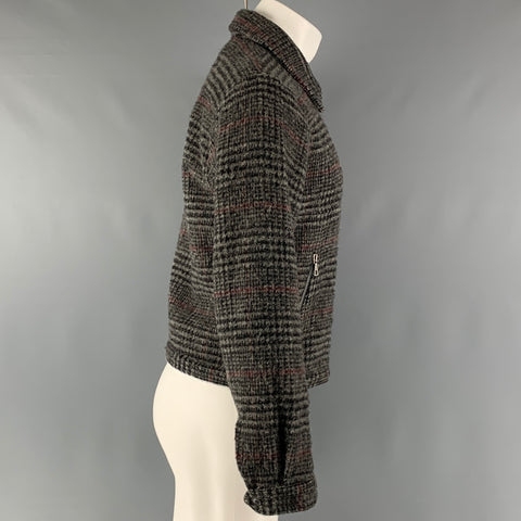 DRIES VAN NOTEN  Size M Grey Black Plaid Wool Zip Up Jacket